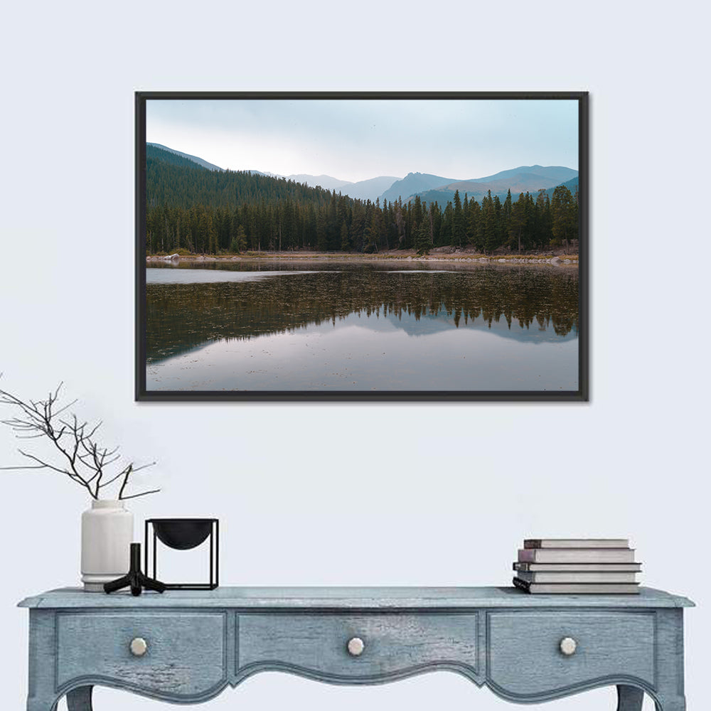 Echo Lake Park Reflection Wall Art in a room, landscape