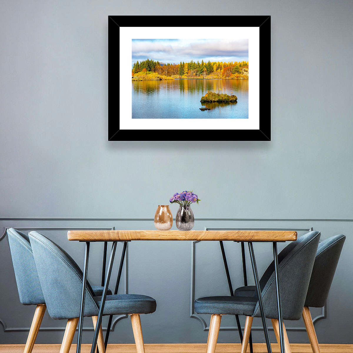 Autumn at Lake Myvatn Wall Art in a room, landscape