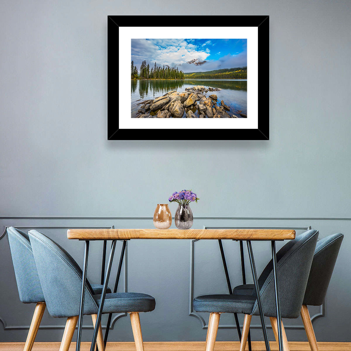 Pyramid Lake Reflections Wall Art in a room, landscape