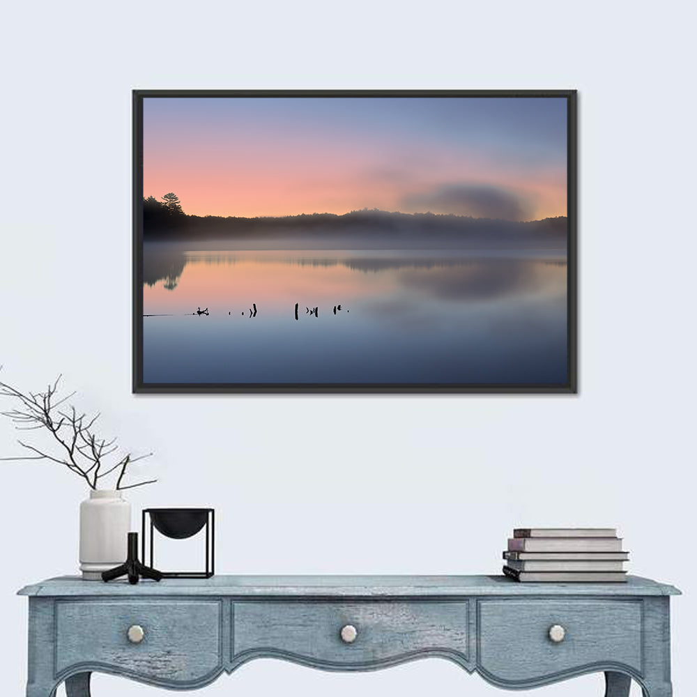 Pete's Lake at Dawn Wall Art in a room, landscape