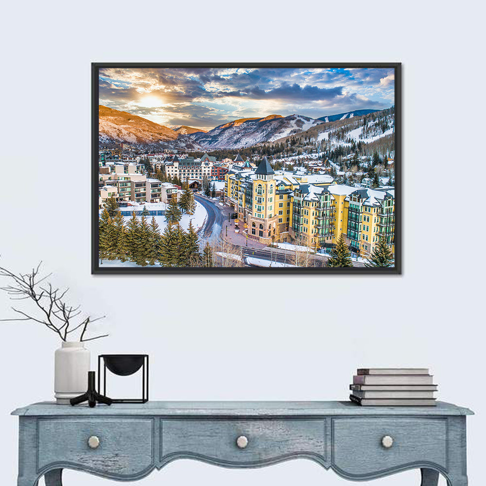 Vail Village Skyline Wall Art in a room, landscape