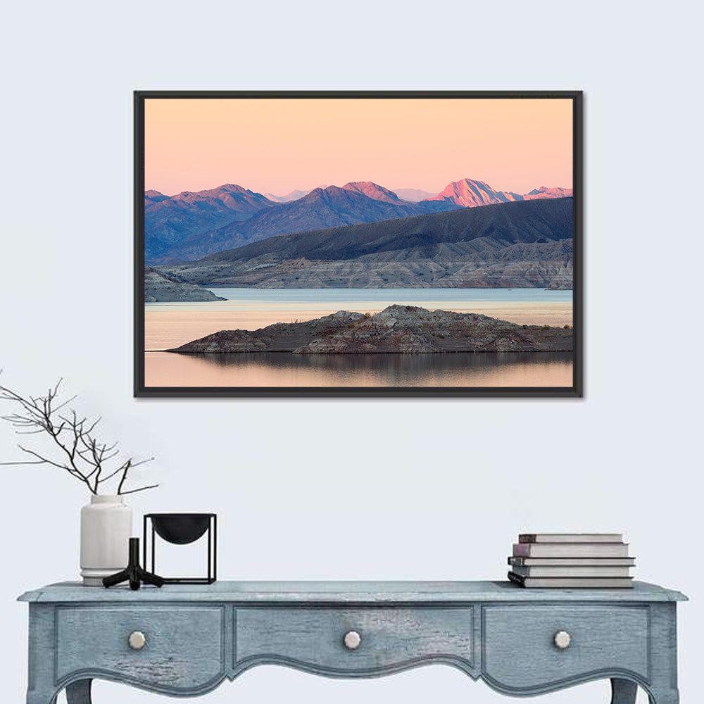 Lake Mead Twilight Reflection Wall Art in a room, landscape
