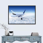 Commercial Jet Above Clouds Wall Art