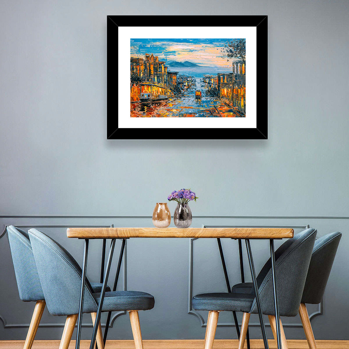 San Francisco Cable Car at Dusk Wall Art in a room, landscape