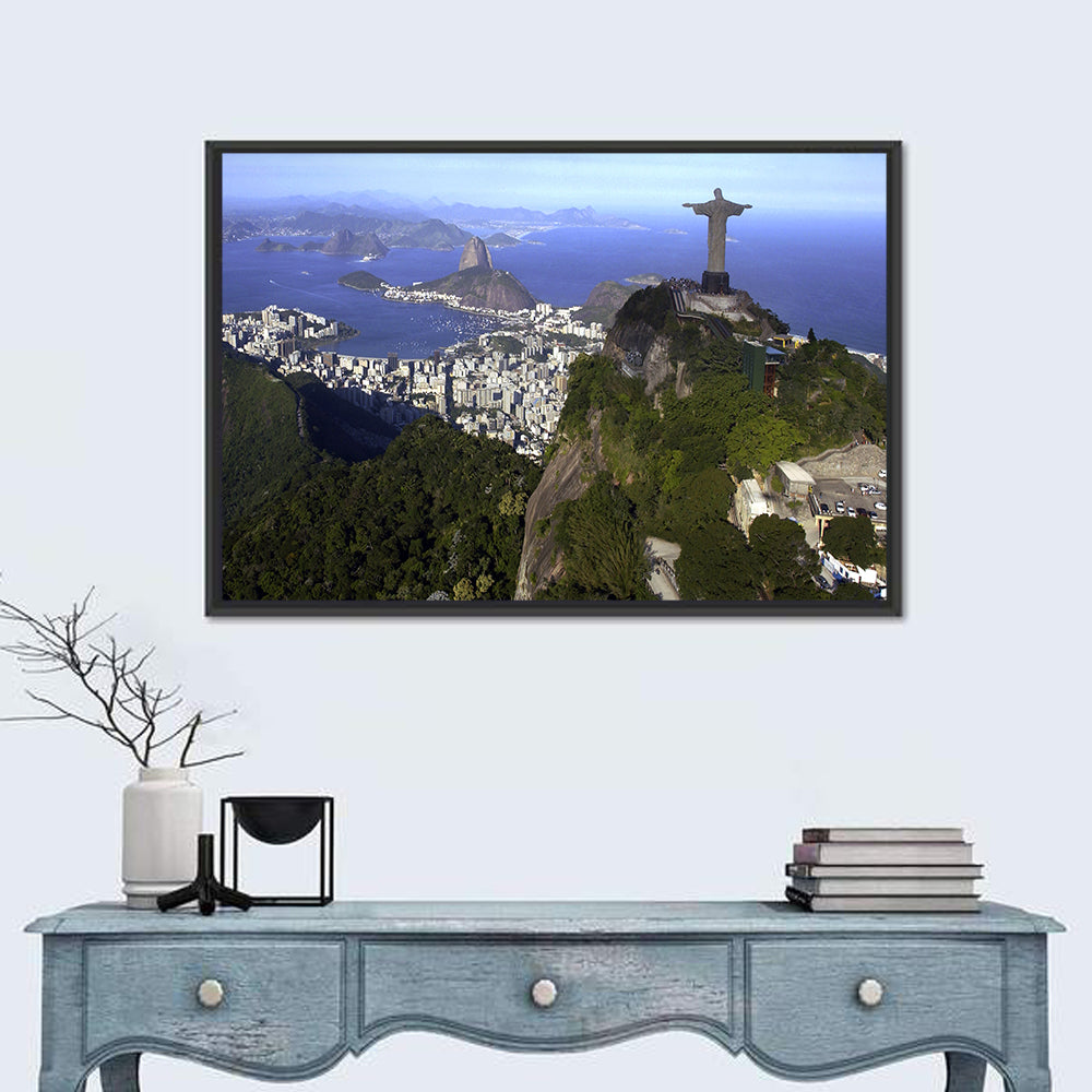 Christ the Redeemer Over Rio De Janeiro Wall Art in a room, landscape