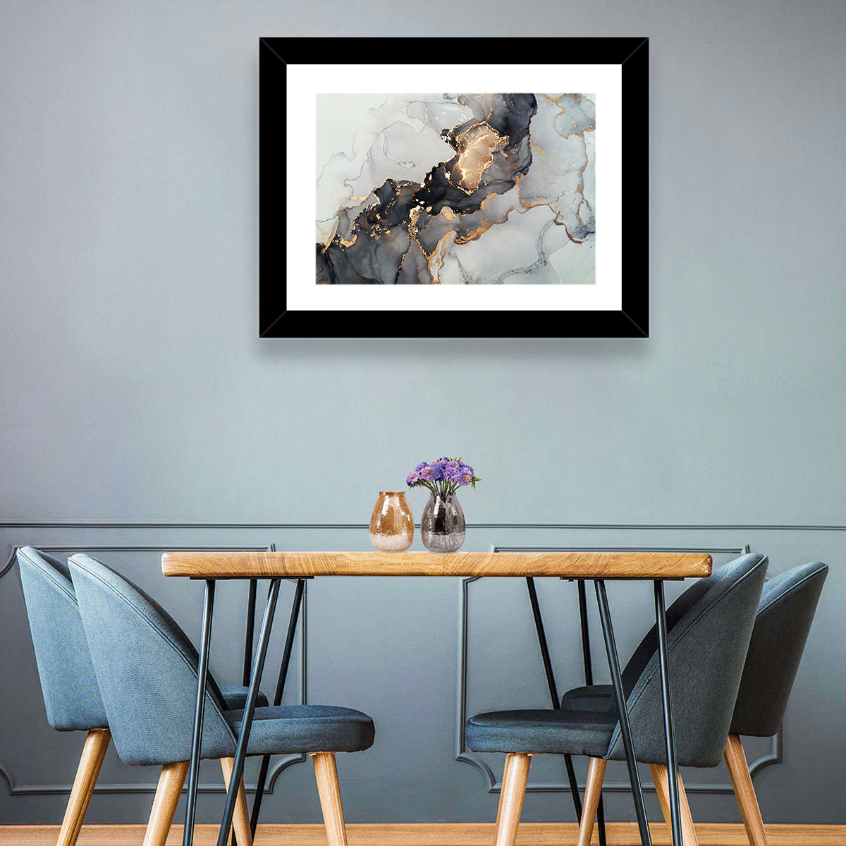 Black Fire Marble Abstract Wall Art