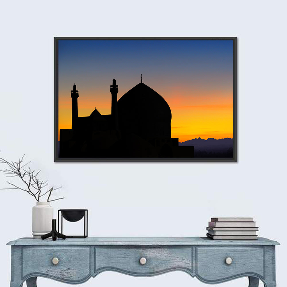 Isfahan Mosque Silhouette at Dusk Wall Art