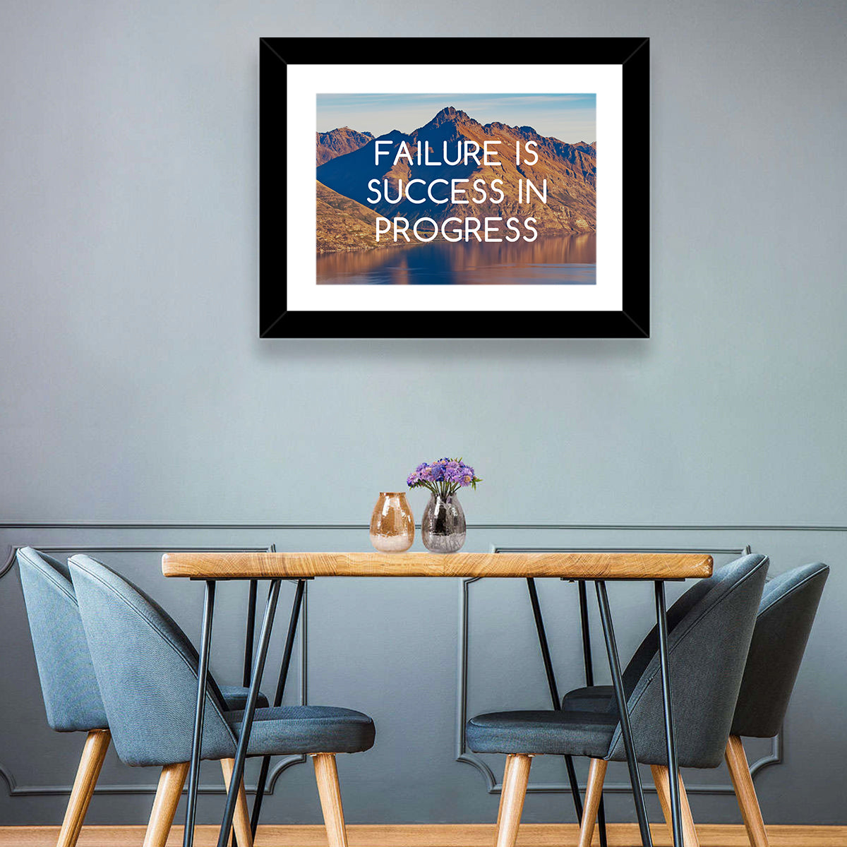 Failure Is Success in Progress Wall Art in a room, landscape