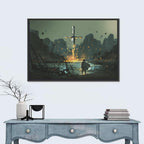 Melting Sword with Cloaked Traveler Wall Art