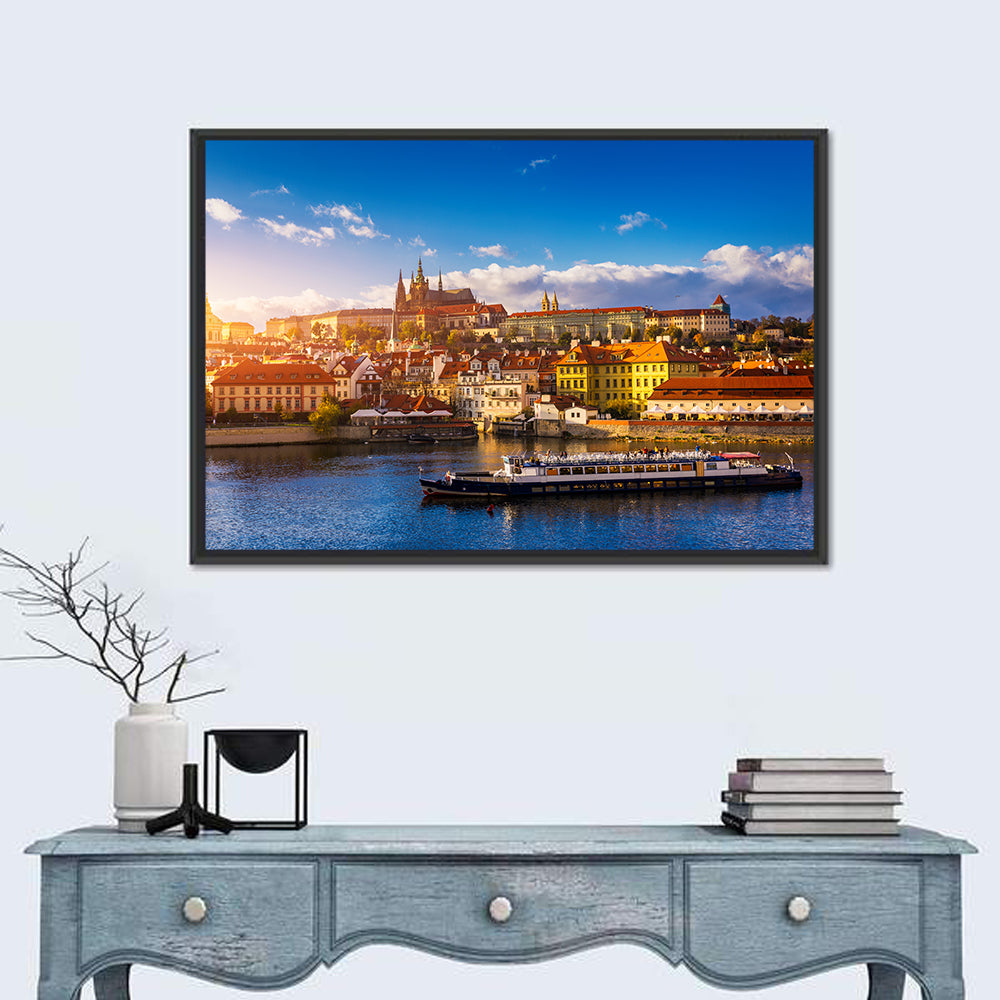 Prague Castle Golden Hour River View Wall Art