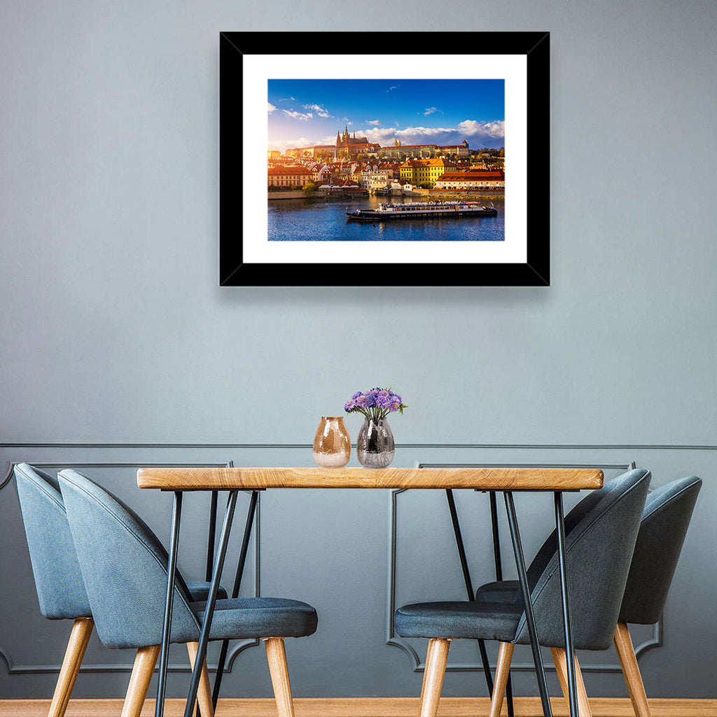 Prague Castle Golden Hour River View Wall Art