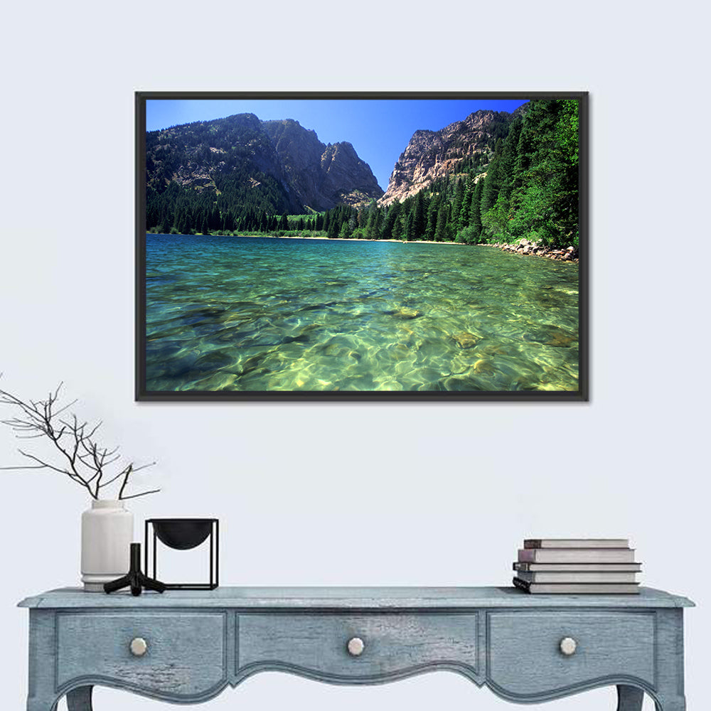 Phelps Lake Landscape Wall Art in a room, landscape