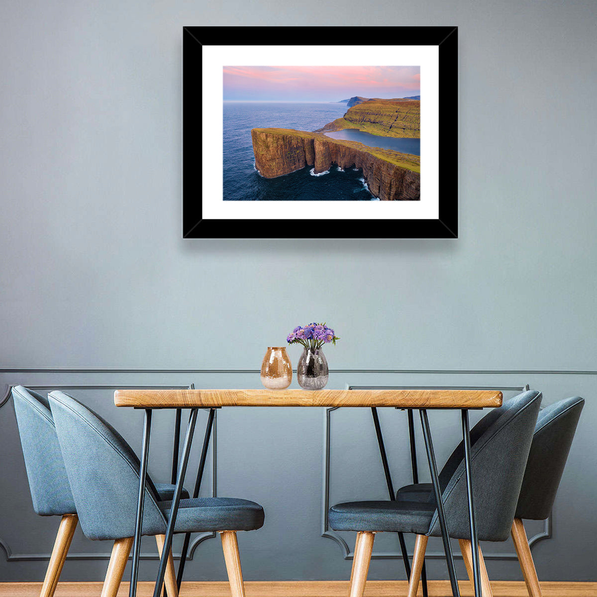 Sørvágsvatn Clifftop Lake Wall Art in a room, landscape