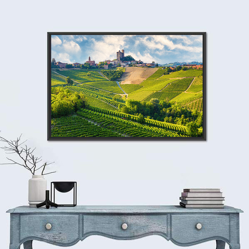 Grinzane Cavour Vineyards Wall Art in a room, landscape