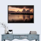 Lake Diatas Sunset with Boat Wall Art