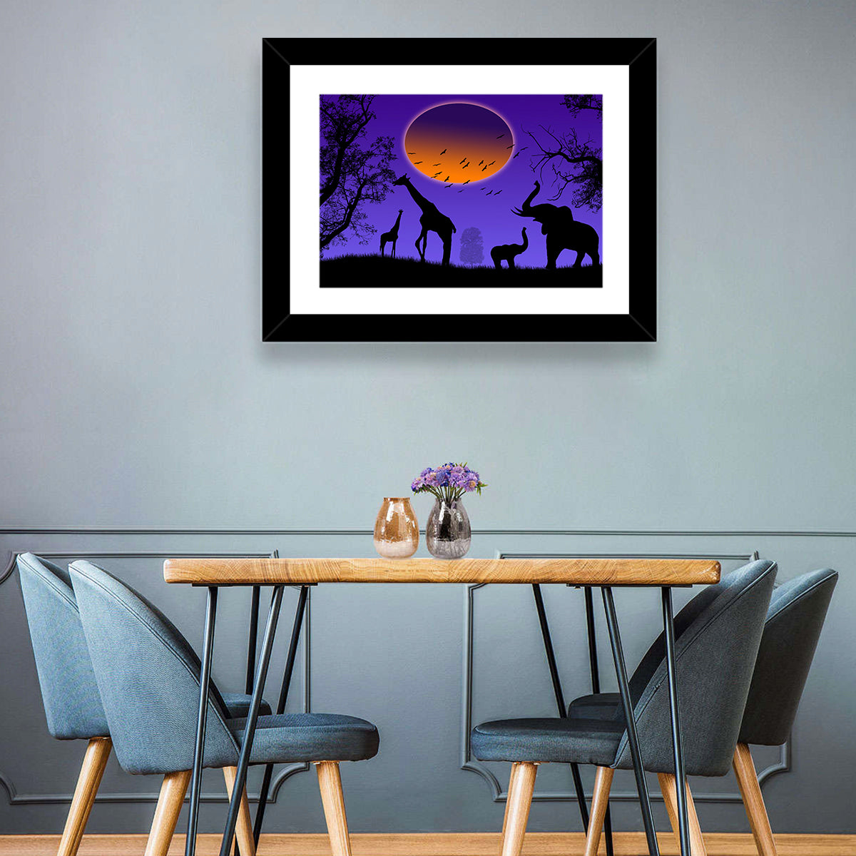 Sunset Savannah Silhouette Wall Art
