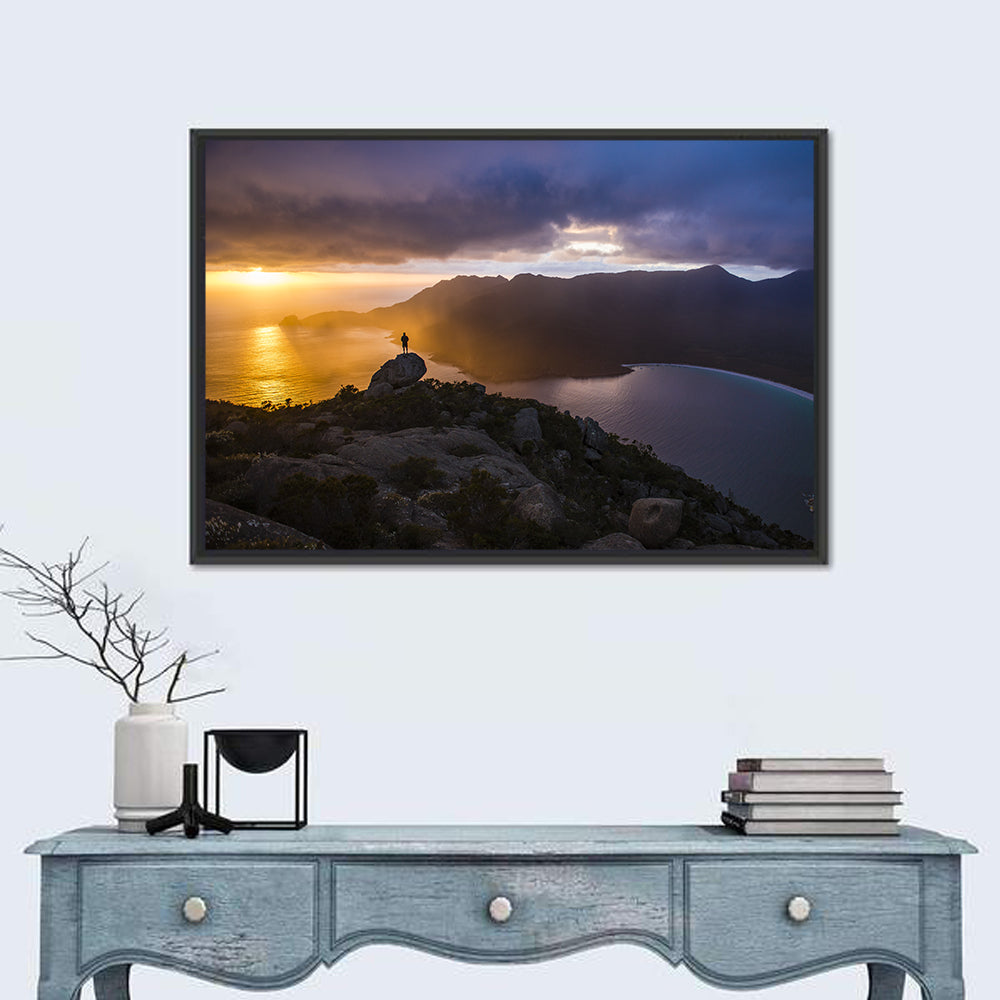 Wineglass Bay Sunset Wall Art in a room, landscape