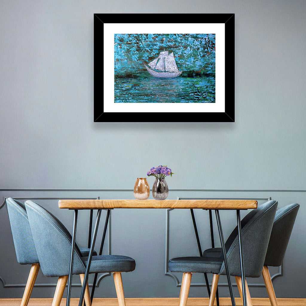 White Sailboat Reflection Wall Art