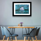 White Sailboat Reflection Wall Art