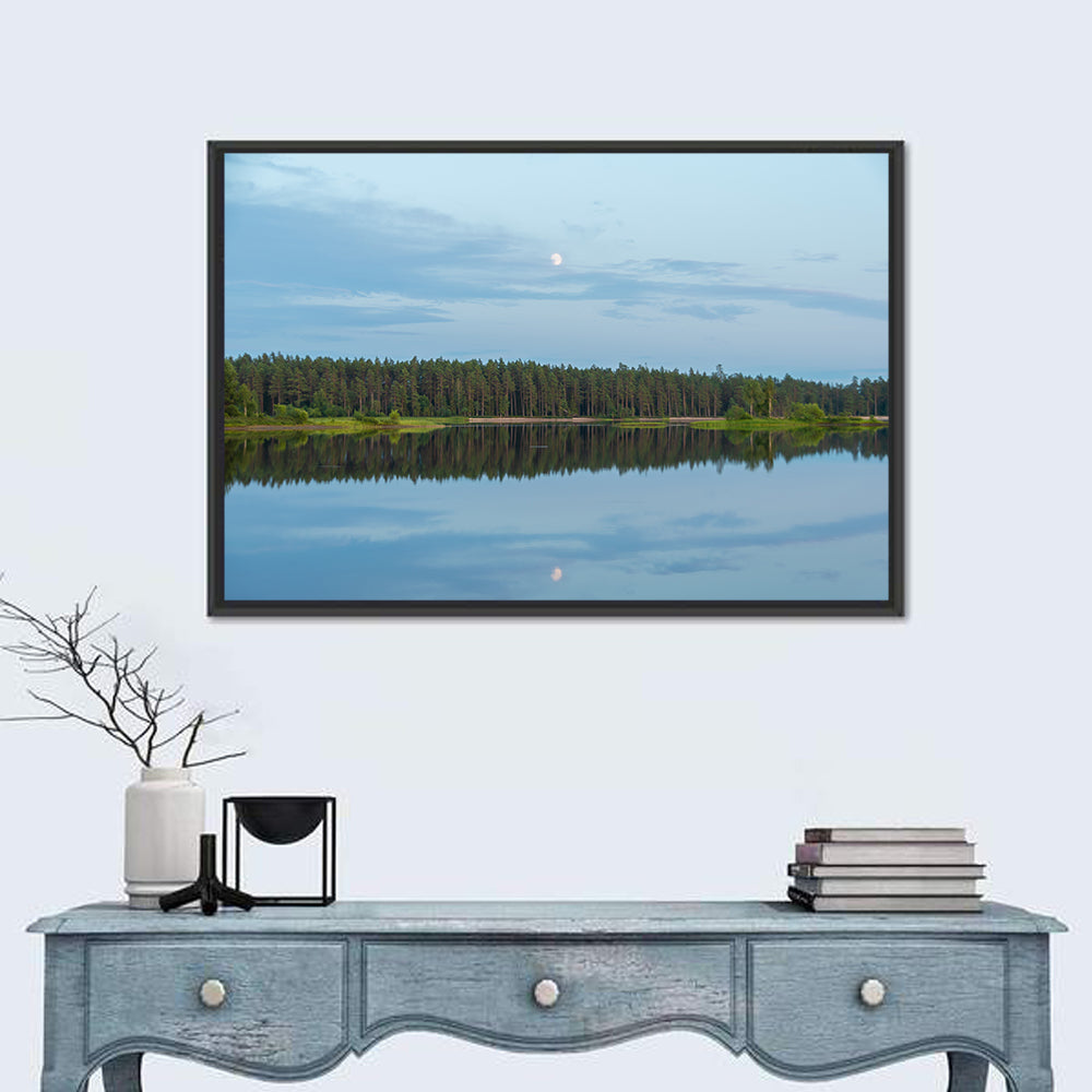 Lake Vanern Moonlight Wall Art in a room, landscape