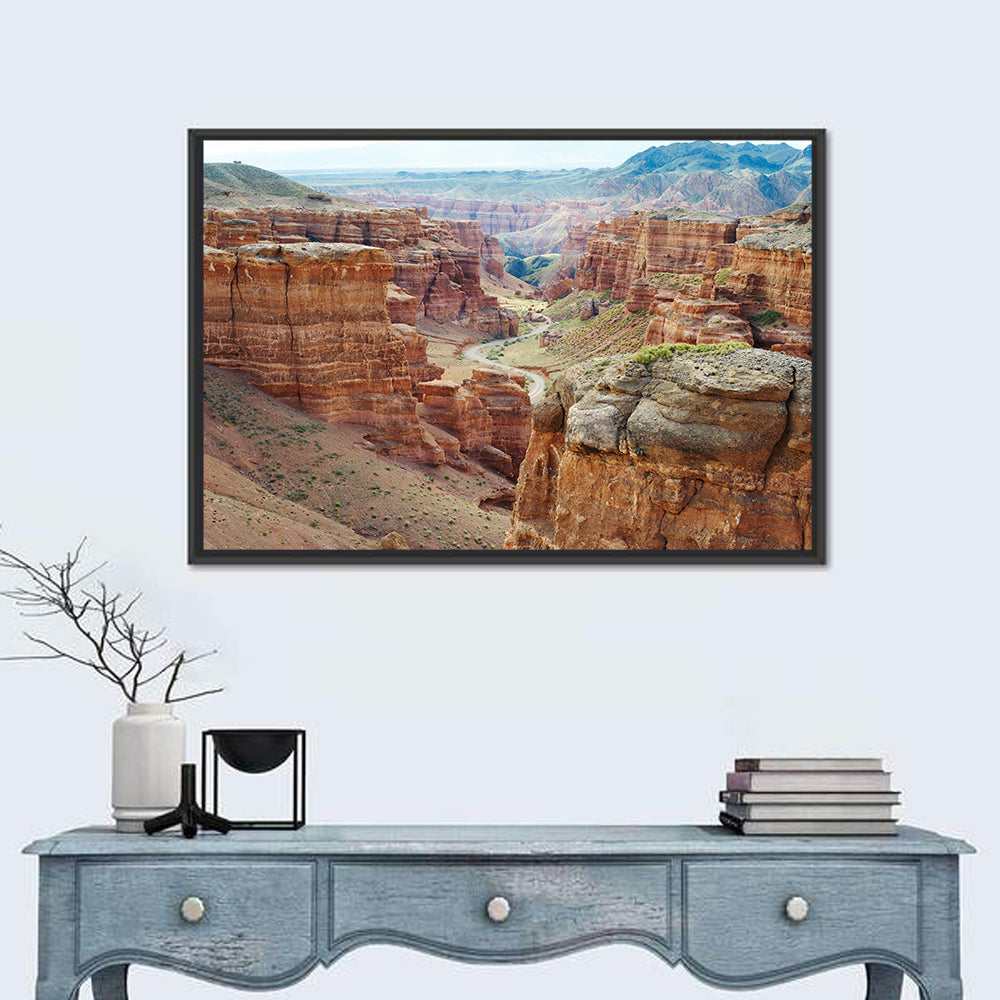 Charyn Canyon Vista Wall Art in a room, landscape
