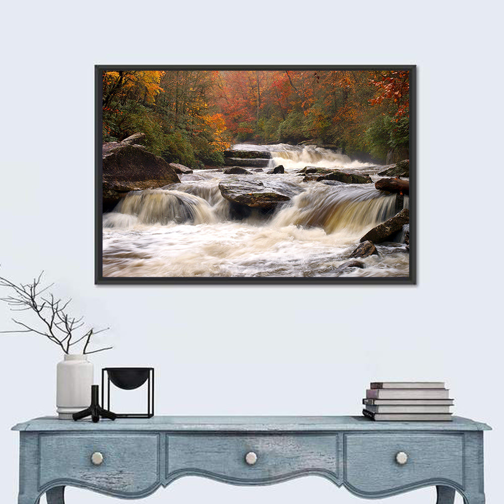 Carolina River in Autumn Wall Art in a room, landscape