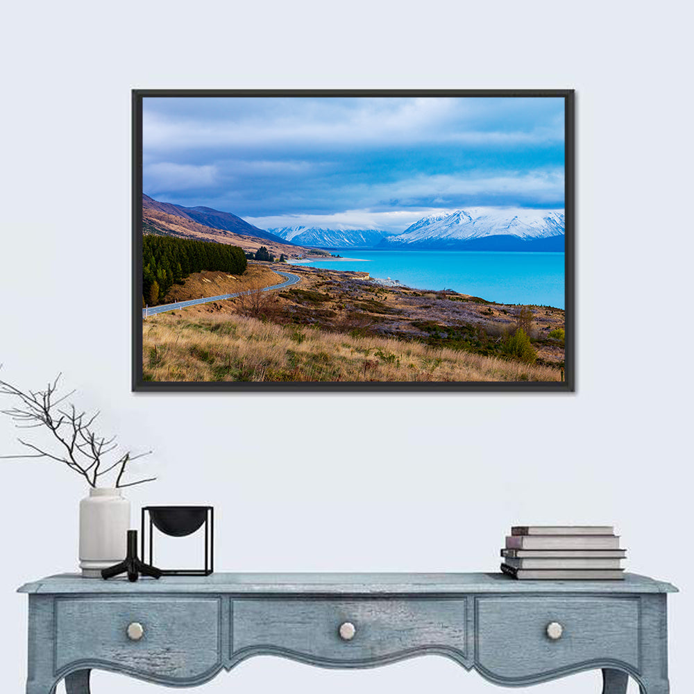 Lake Pukaki Cloudscape Wall Art in a room, landscape