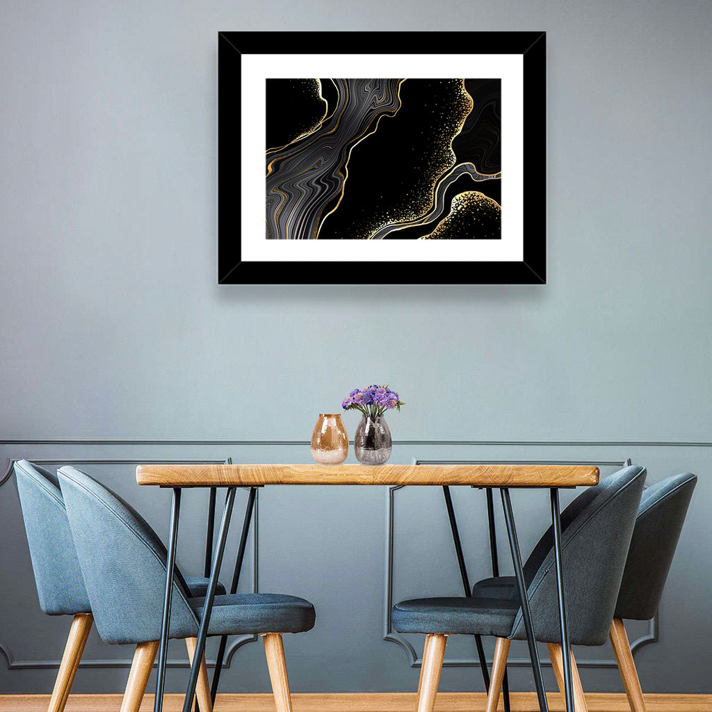 Black Marble with Gold Veins Wall Art