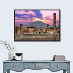 Pompeii Columns at Sunset, Mount Vesuvius Wall Art