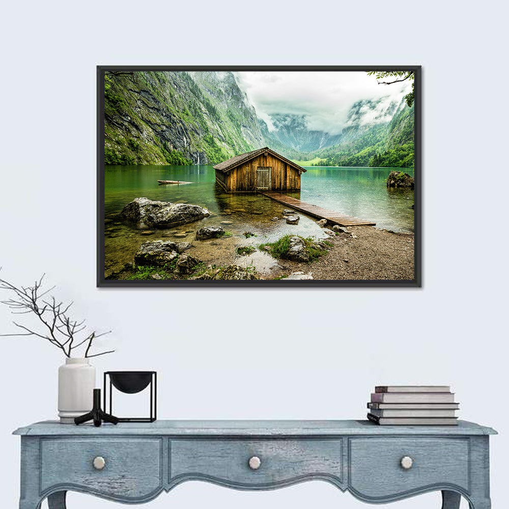 Obersee Boathouse at Königssee Wall Art in a room, landscape