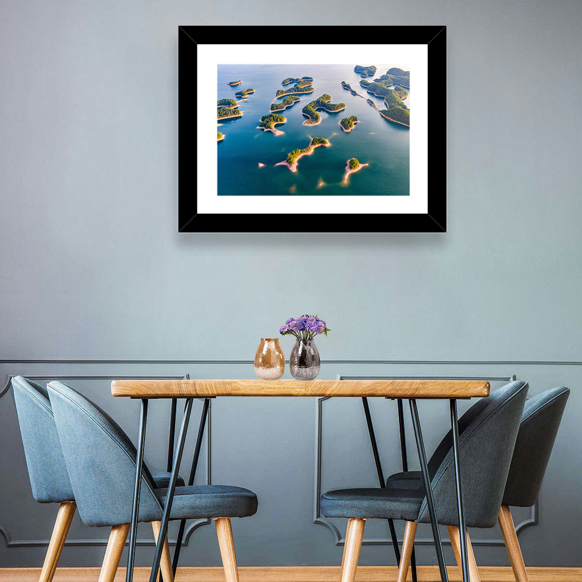 Qiandao Lake Aerial View Wall Art in a room, landscape