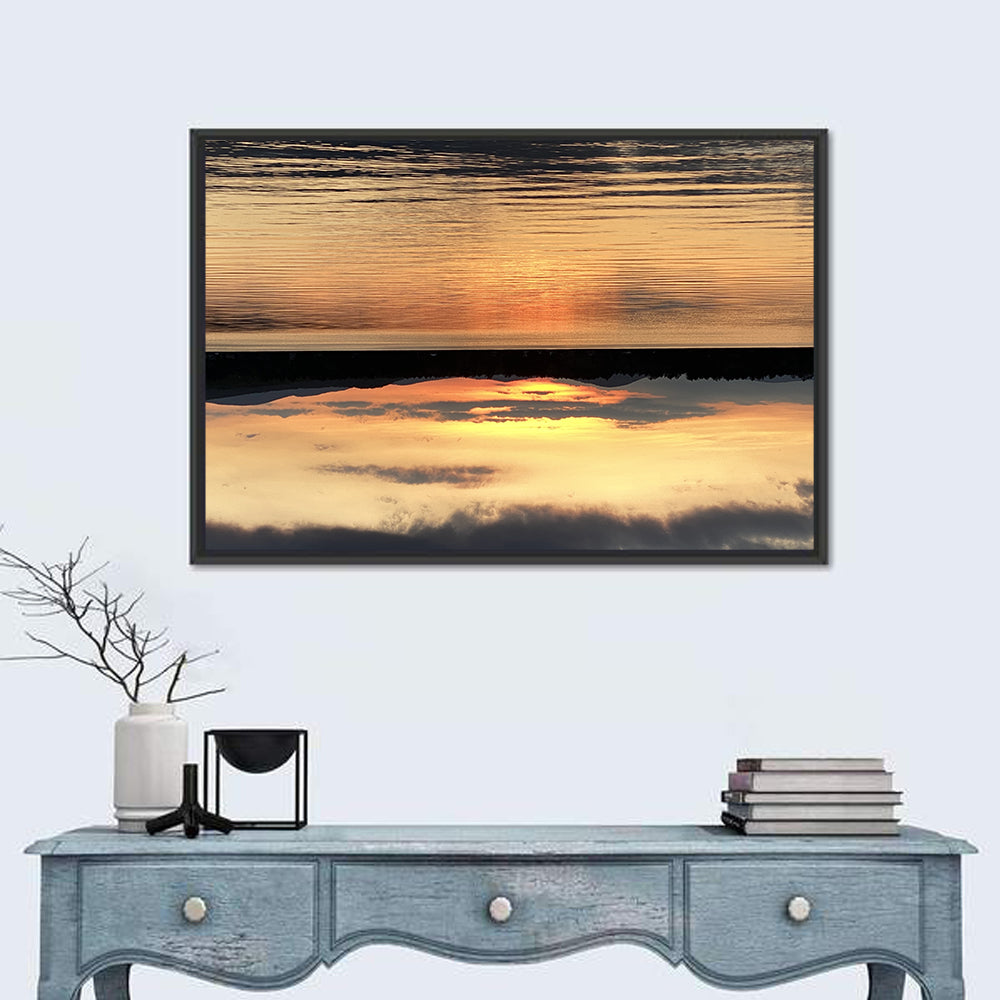 Lake Pleasant Golden Sunset Wall Art in a room, landscape