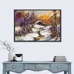 Snowy Path to Cabin Wall Art