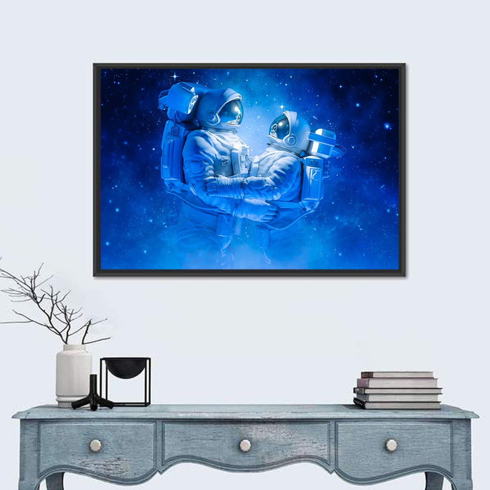 Astronaut Couple in Space Wall Art