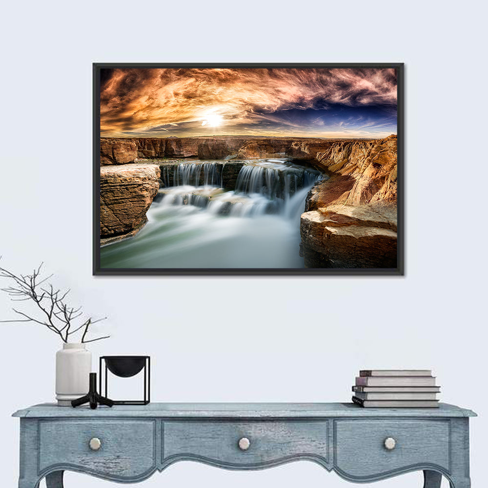 Glen Canyon Waterfall Wall Art in a room, landscape