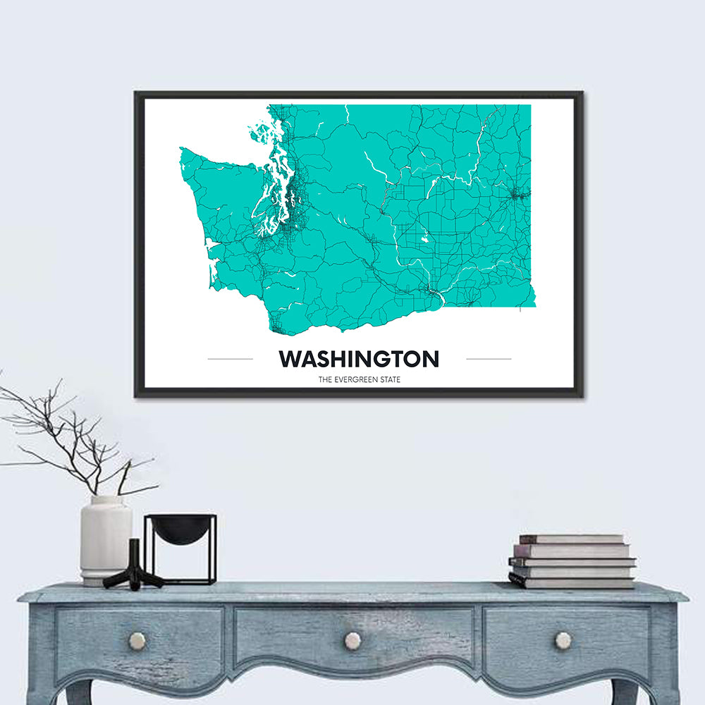 Washington State Minimalist Map Wall Art