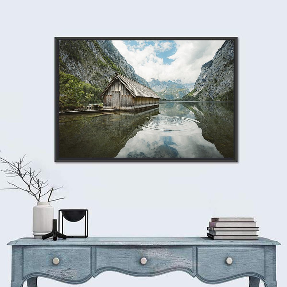 Königssee Boathouse at Obersee Wall Art in a room, landscape