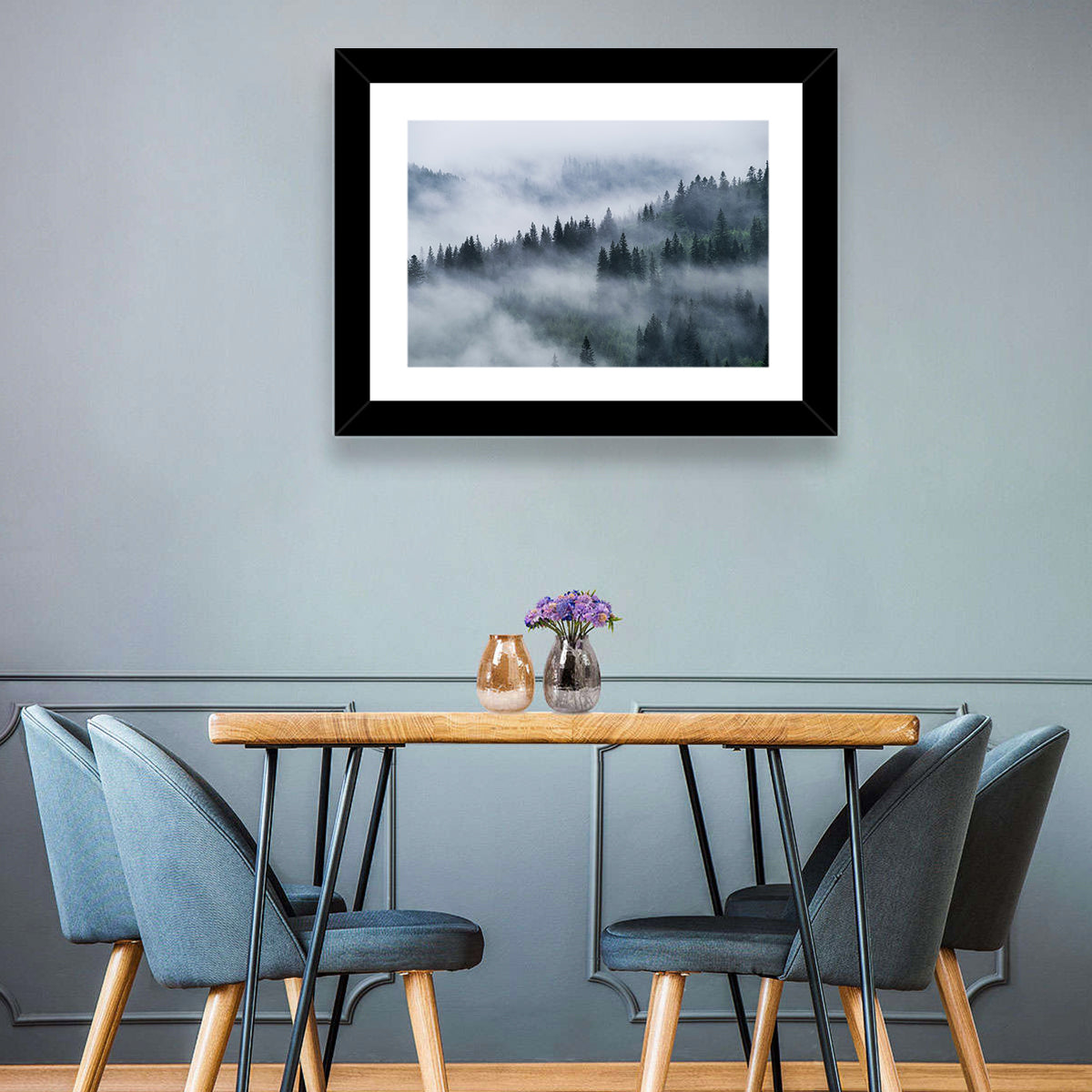 Foggy Mountains Forest Wall Art