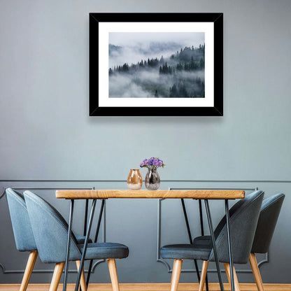 Foggy Mountains Forest Wall Art