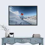 Airborne Skier Over Snowy Mountains Wall Art
