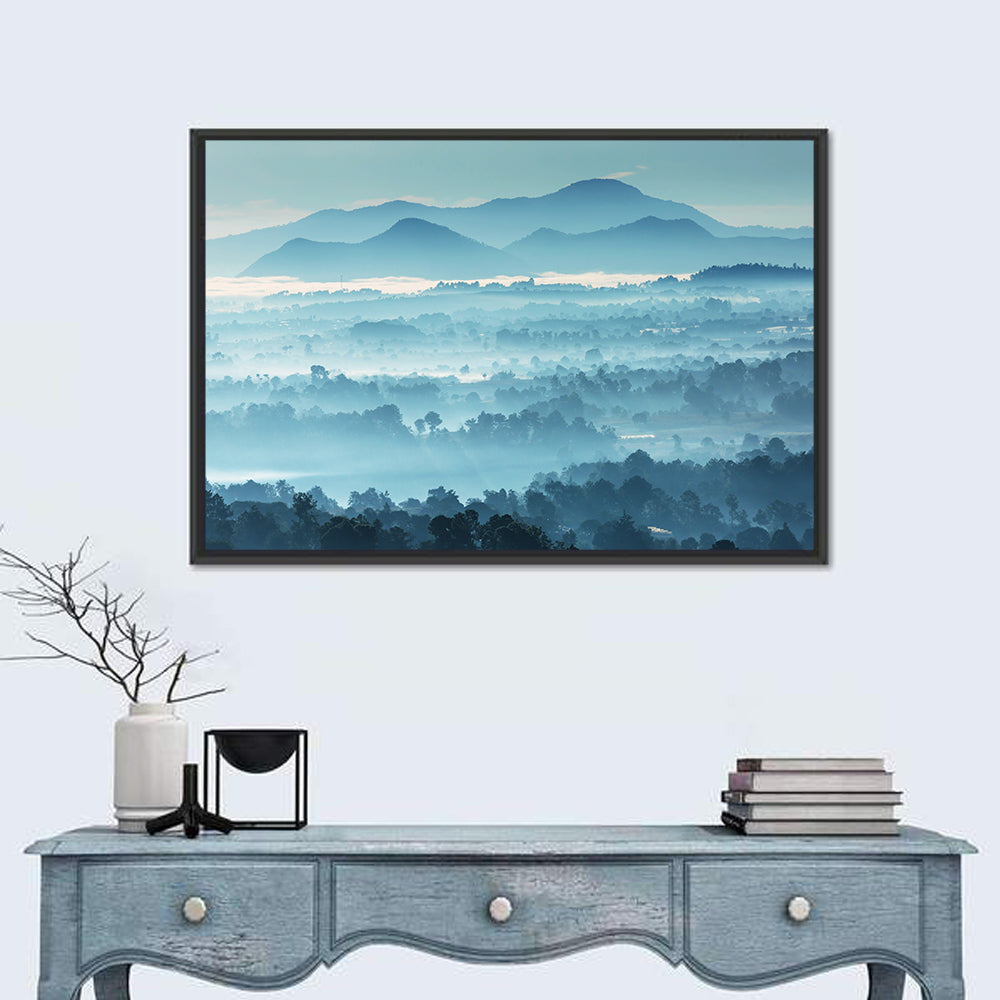 Misty Guatemalan Mountains Wall Art in a room, landscape