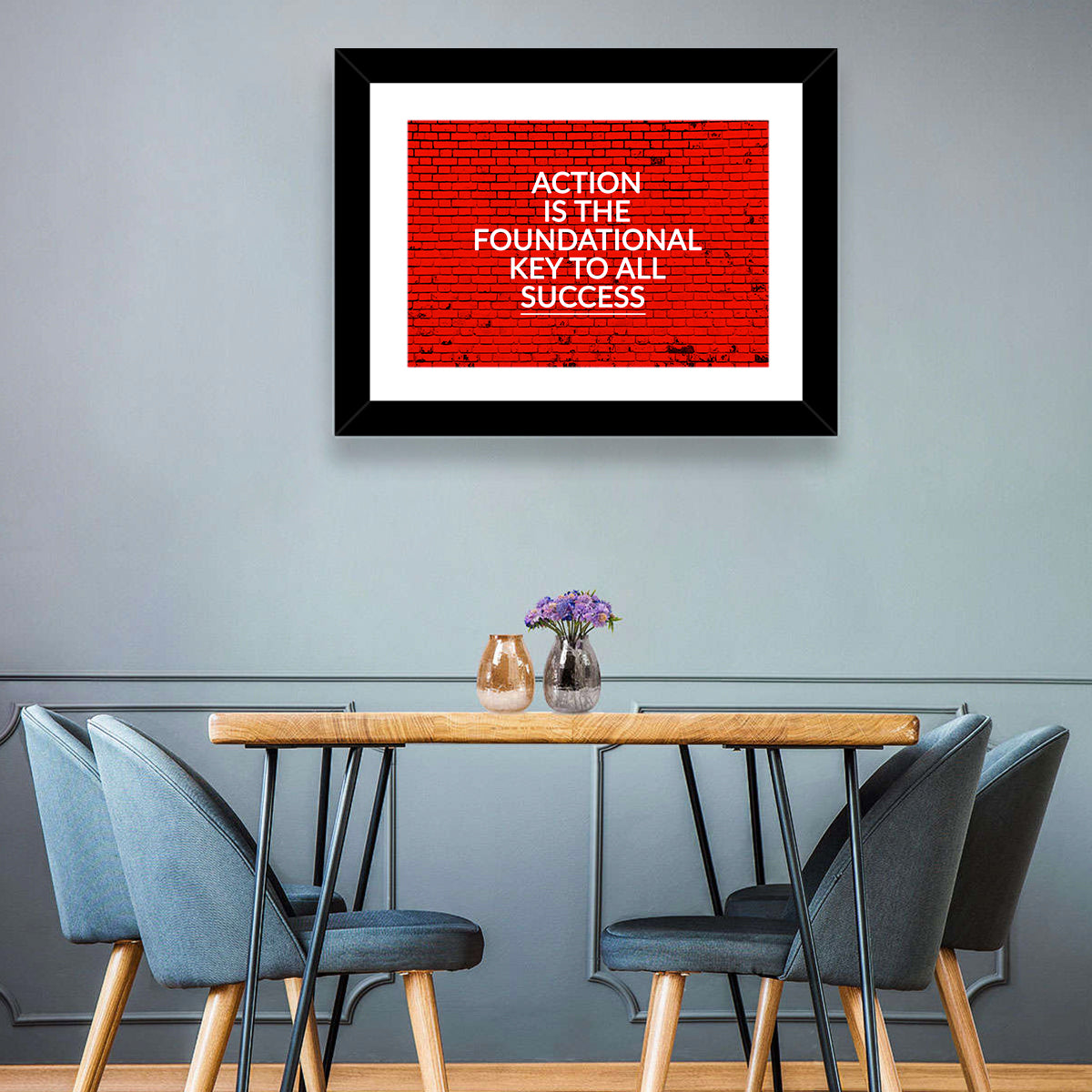 Key to Success on Red Brick Wall Art in a room, landscape