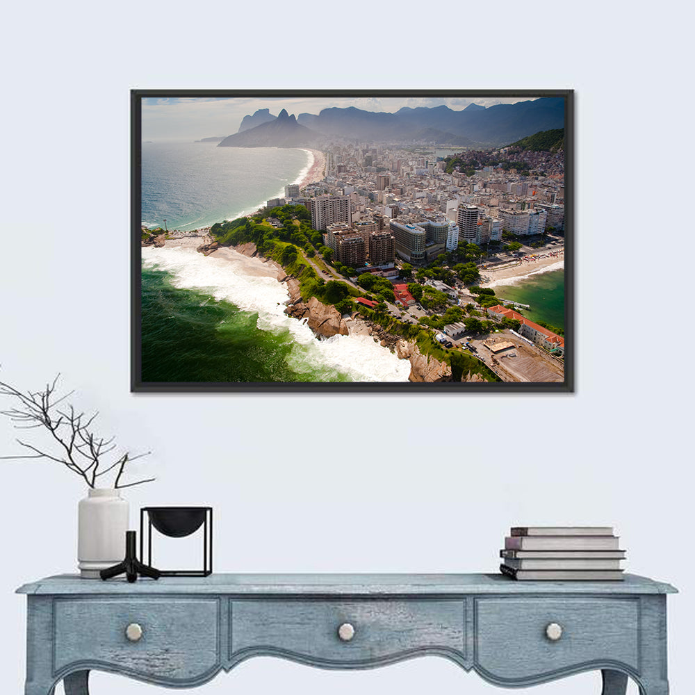 Ipanema Coast Aerial View Wall Art in a room, landscape