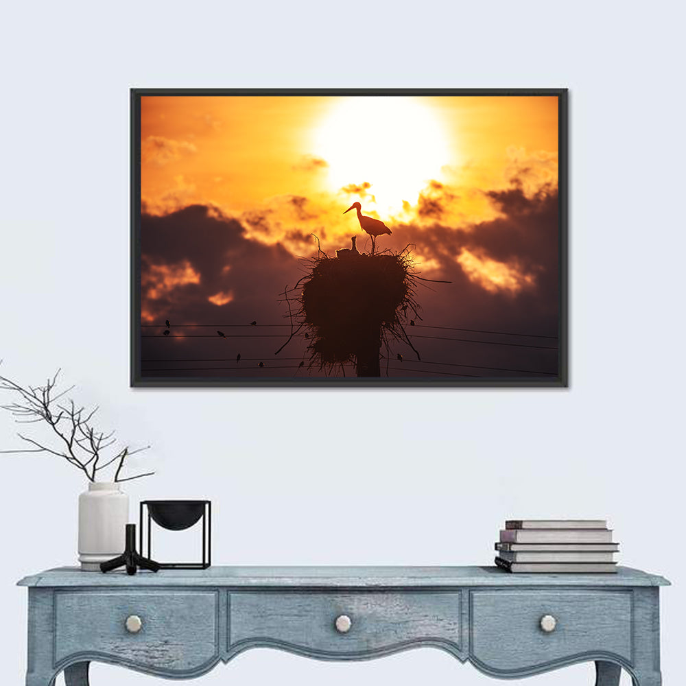 Stork Nest at Sunset Wall Art