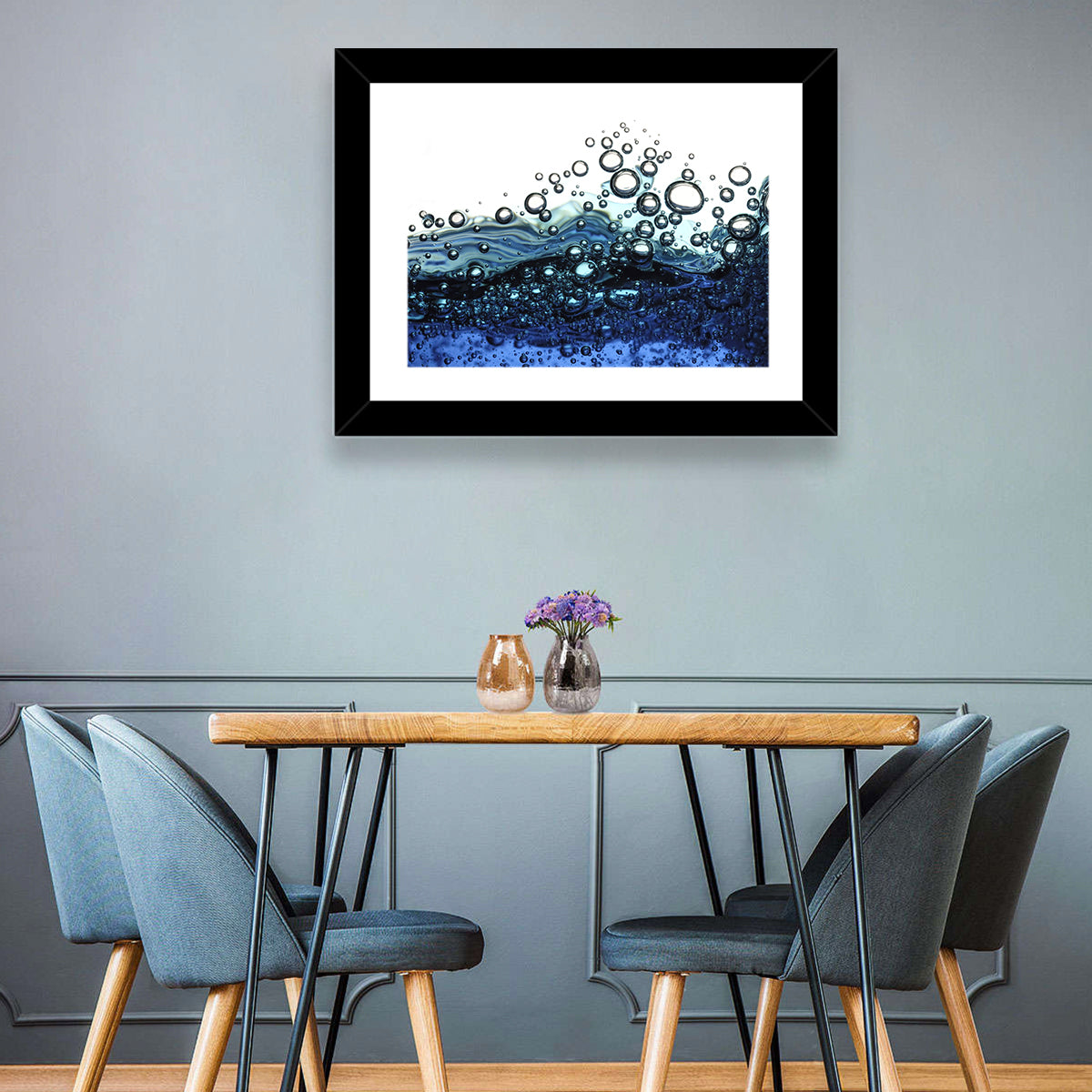 Underwater Bubbles Wall Art in a room, landscape