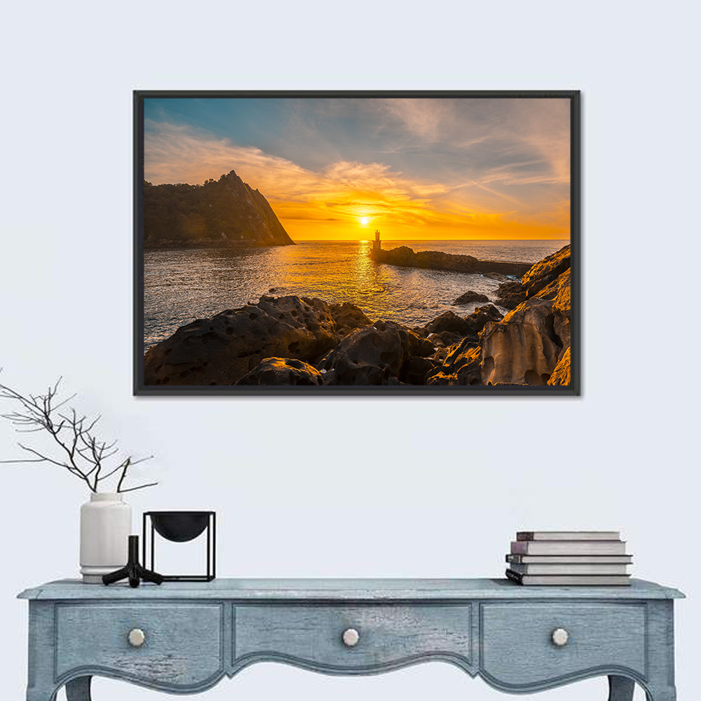 Pasajes San Juan Lighthouse Wall Art in a room, landscape