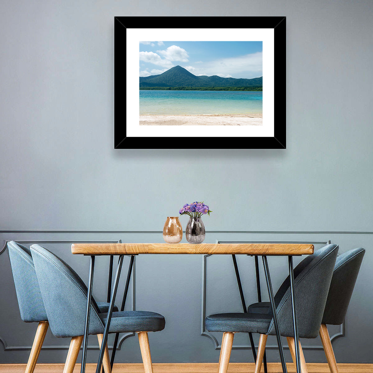 Usori Lake Shoreline Wall Art in a room, landscape