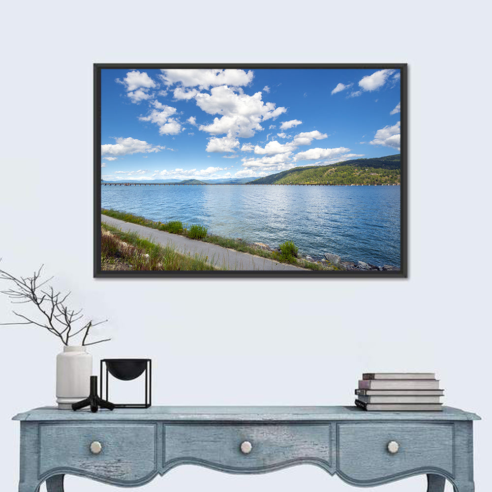 Lake Pend Oreille Bridge View Wall Art in a room, landscape