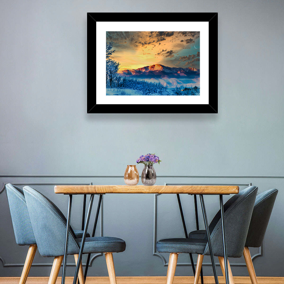 Pikes Peak Golden Sunset Wall Art