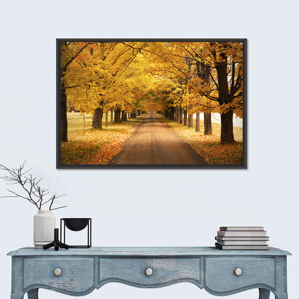 Golden Autumn Road Wall Art